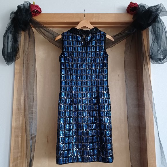 PER SE by Carlisle Blue & Black Cocktail Dress_2 - Picture 2 of 8